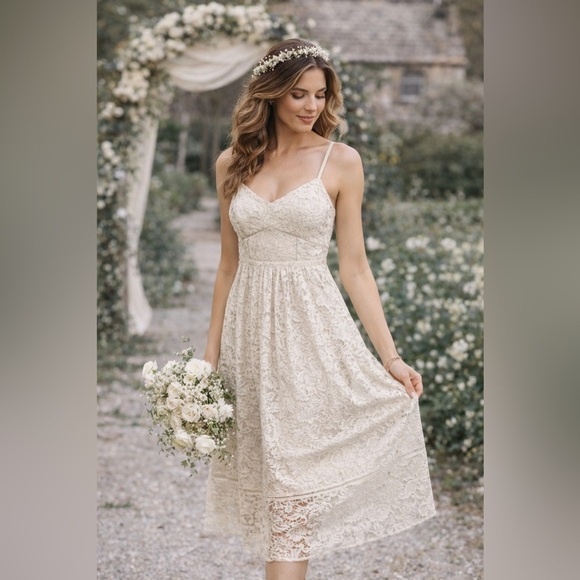 Ted Baker LondonValens Lace Wedding Midi Length Dress (Ted Size 2) Small 6 Ted Baker LondonValens Lace Wedding Midi Length Dress (Ted Size 2) Small 6